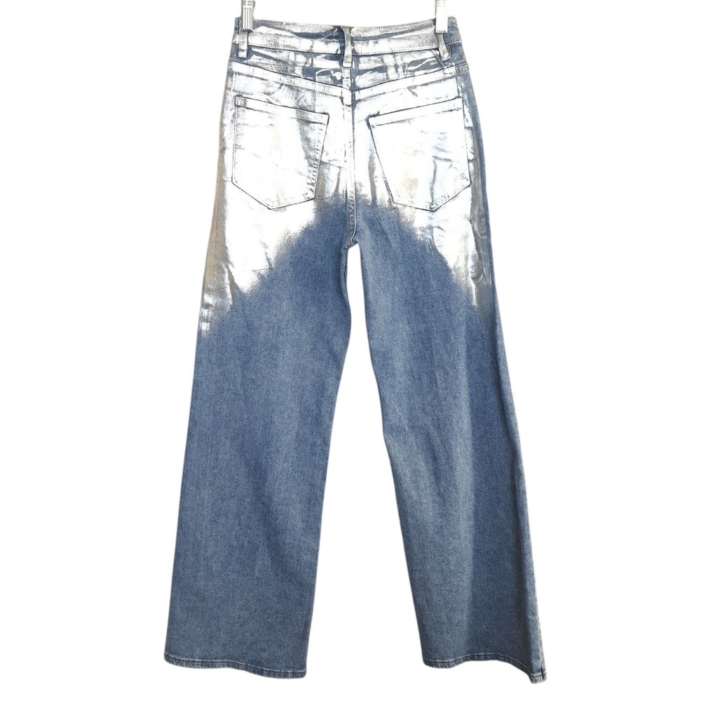 Galita Fashion Women's Jeans Blue Metallic‎ Sliver Size M Straight Leg